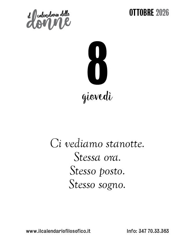 Frase del calendario delle donne  2026-10-08