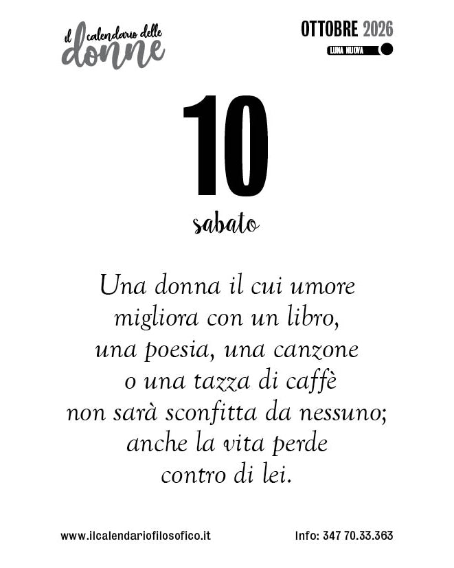 Frase del calendario delle donne  2026-10-10