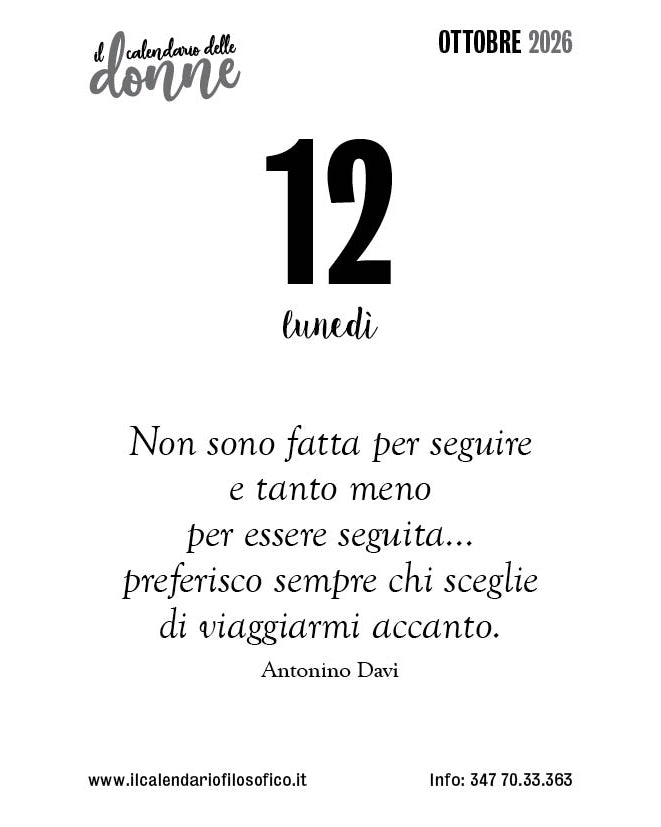 Frase del calendario delle donne  2026-10-12