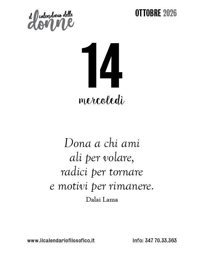 Frase del calendario delle donne  2026-10-14