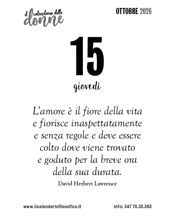 Frase del calendario delle donne  2026-10-15