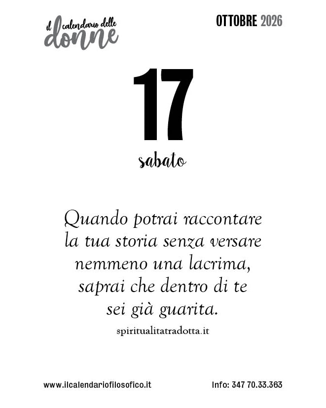Frase del calendario delle donne  2026-10-17