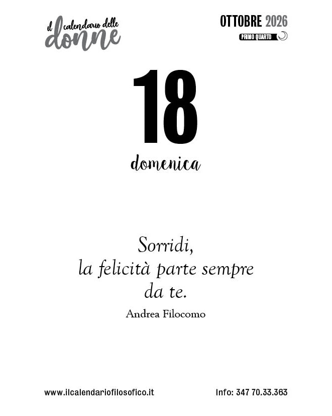 Frase del calendario delle donne  2026-10-18