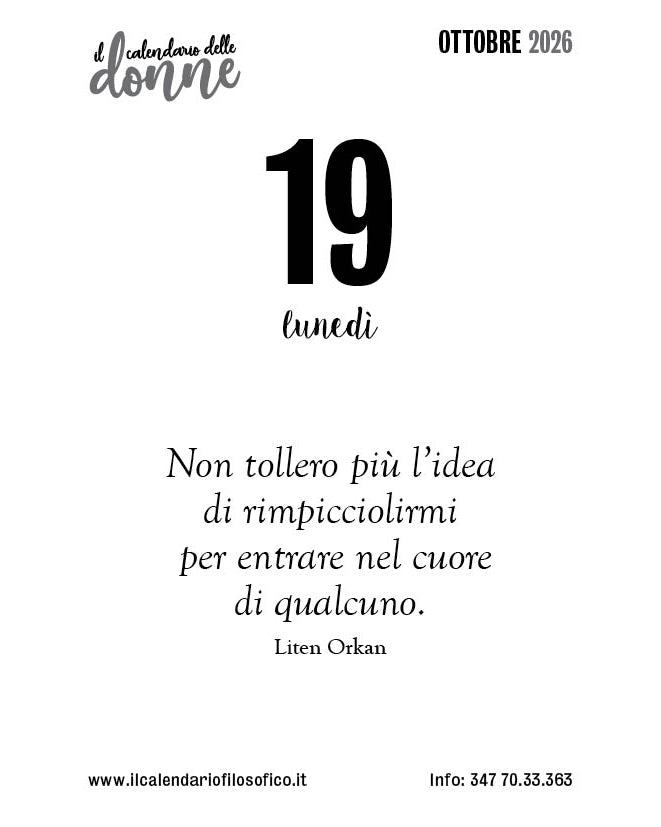Frase del calendario delle donne  2026-10-19