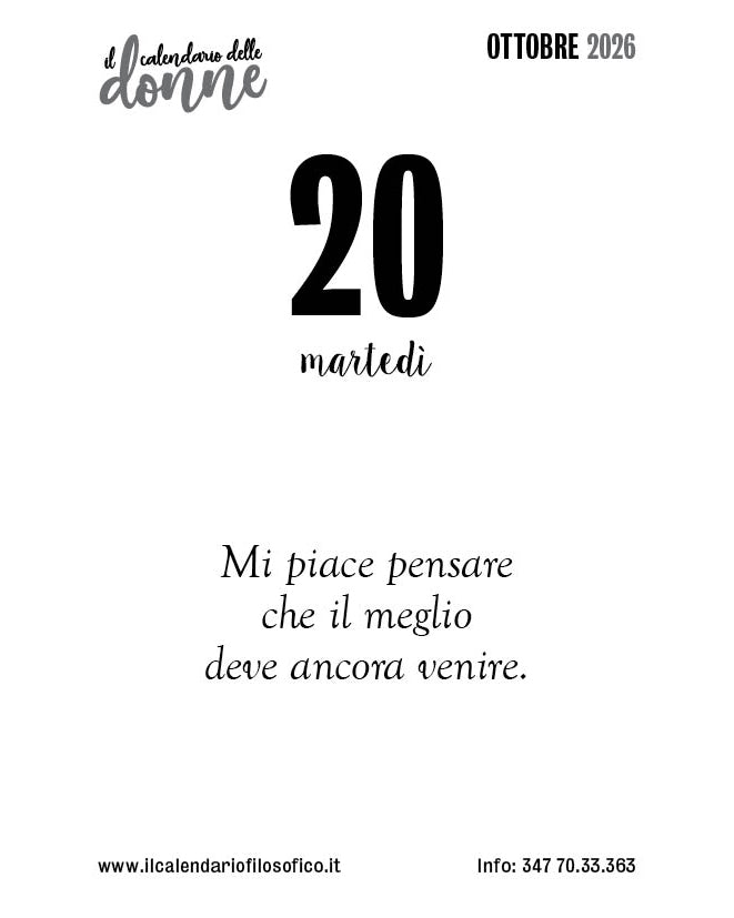 Frase del calendario delle donne  2026-10-20