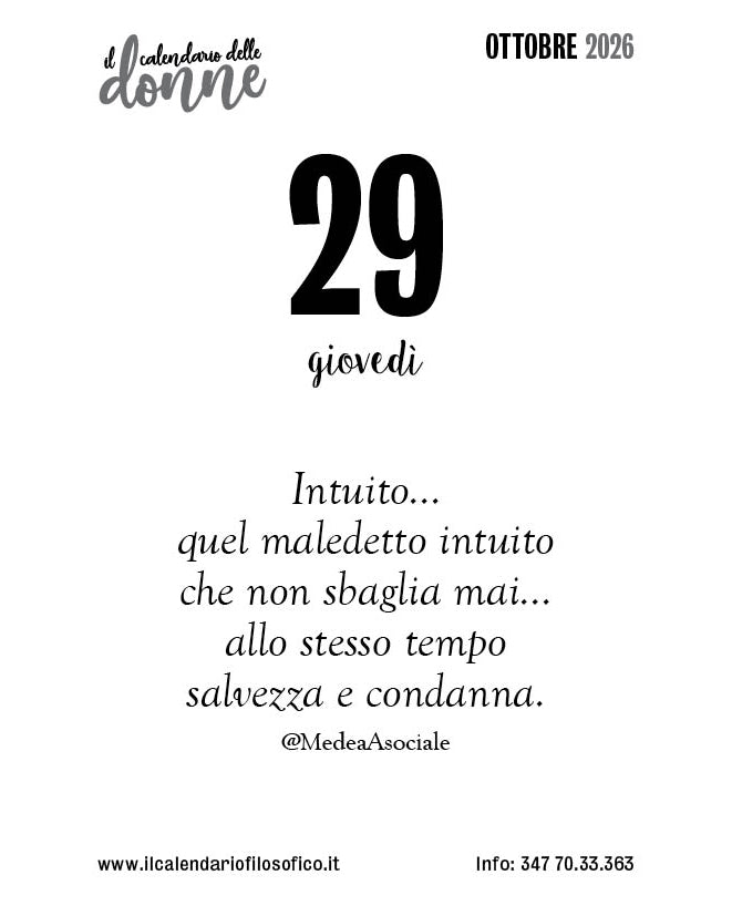 Frase del calendario delle donne  2026-10-29