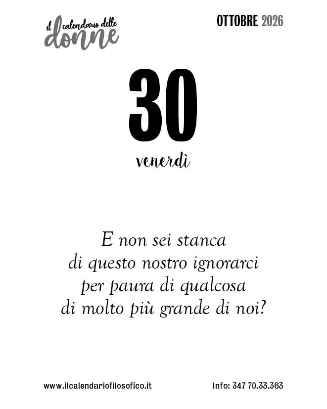 Frase del calendario delle donne  2026-10-30