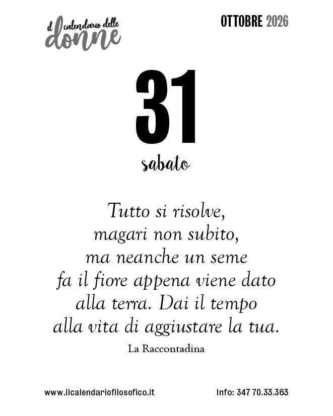Frase del calendario delle donne  2026-10-31