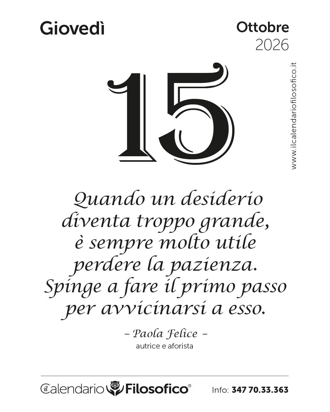 Frase del calendario filosofico 2026-10-15