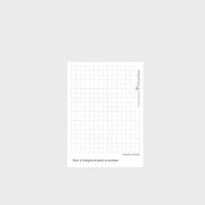 Block notes con frasi ispirazionali, interno con fogli quadrettati.