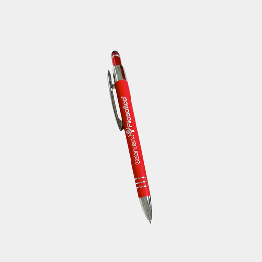 Penna a sfera soft-touch con stilo Rosso-Cromato Inchiostro Blu